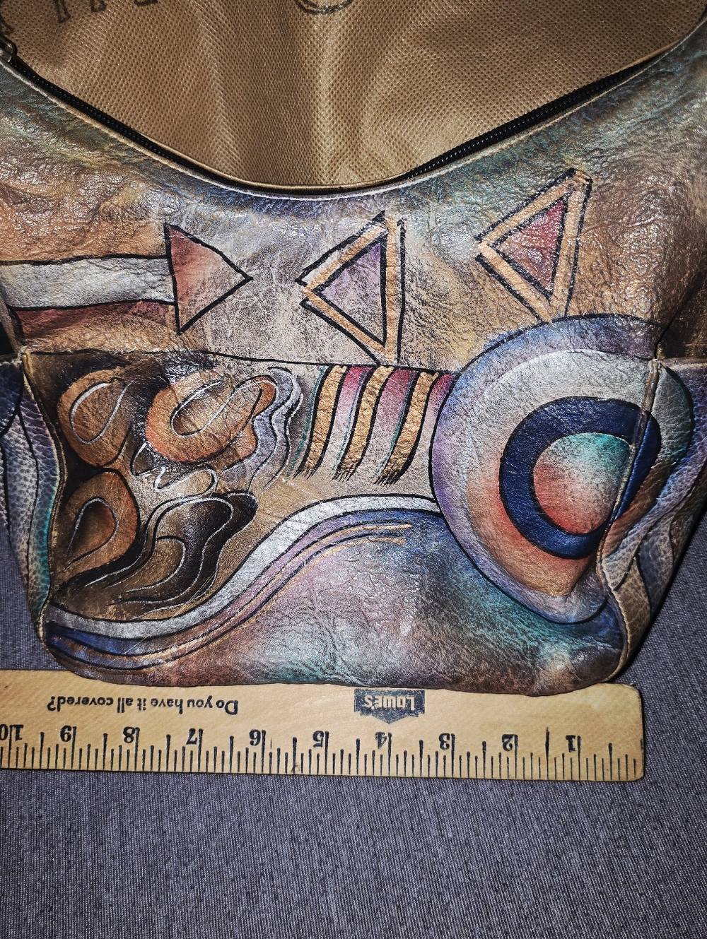 Anuschka Hand-Painted Multicolor Leather Shoulder Bag EUC - Picture 9 of 12